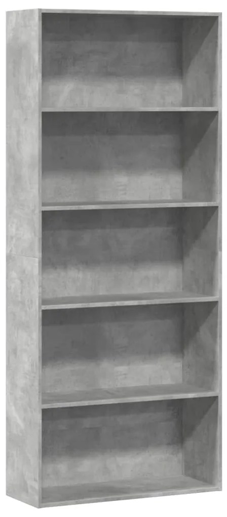 3314672 vidaXL Библиотека, бетонно сив, 80x30x189 см, инженерно дърво