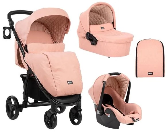 Бебешка количка 3в1 Madrid KIKKABOO - Pink Melange