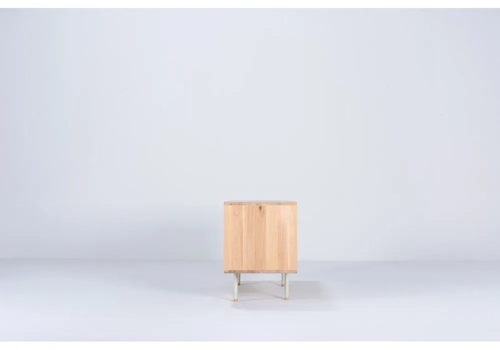 Бяла/естествена маса за телевизор от масивен дъб 150x64 cm Fina – Gazzda