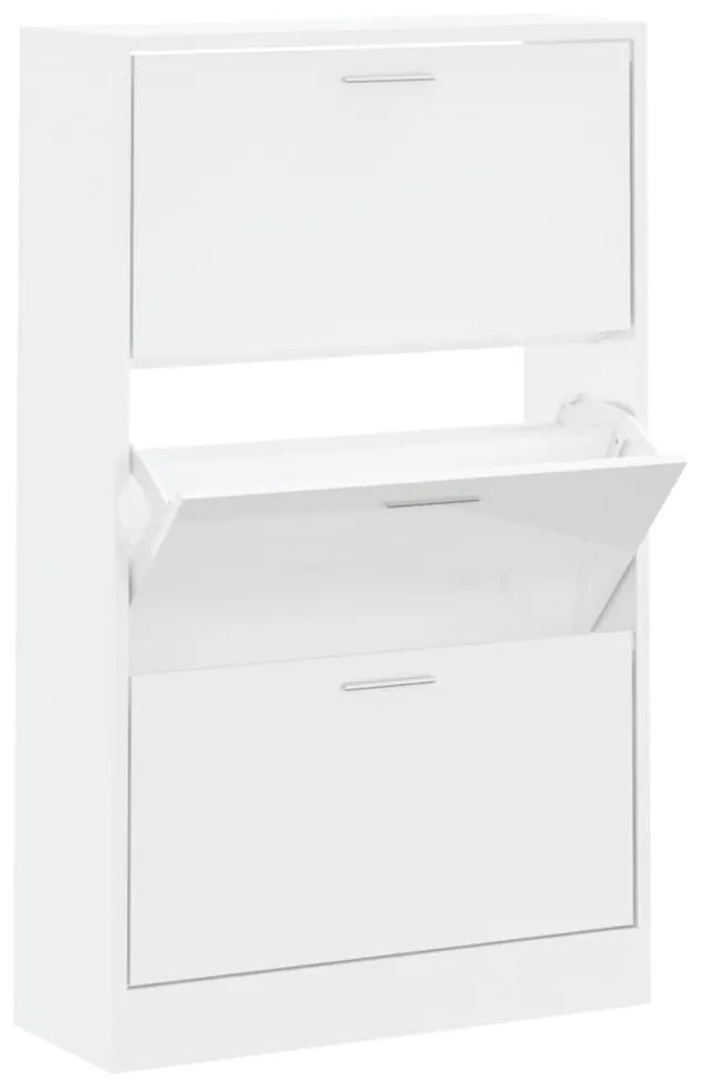 342554 vidaXL Шкаф за обувки, бял гланц, 63x24x103 см, инженерно дърво
