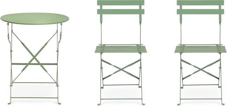 Светлозелен стоманен градински комплект за хранене за 2 Austin – Bizzotto
