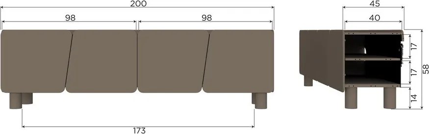 Кафява маса за телевизор от масивен бор 200x58x45 cm Root – WOOOD