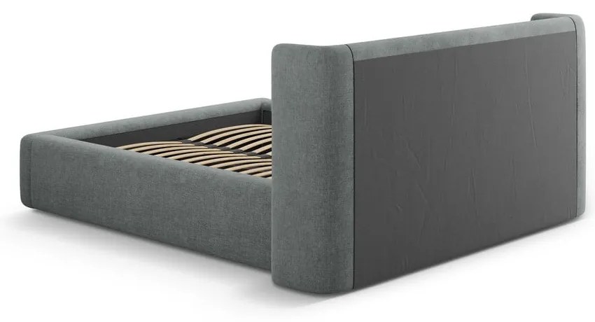 Тъмносиво двойно легло 160x200 cm тапицирано с място за съхранение с включена подматрачна рамка Jason – Windsor & Co Sofas