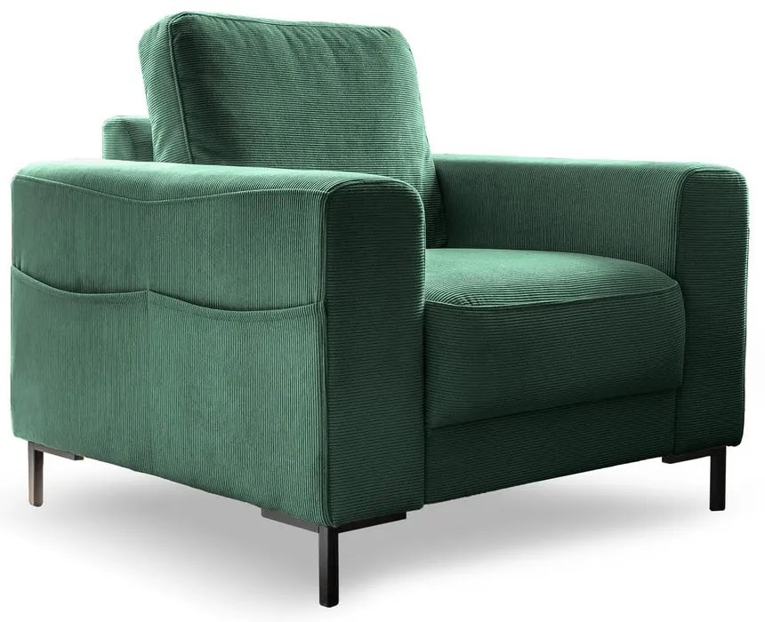 Тъмнозелено кресло от рипсено кадифе Lofty Lilly – Miuform