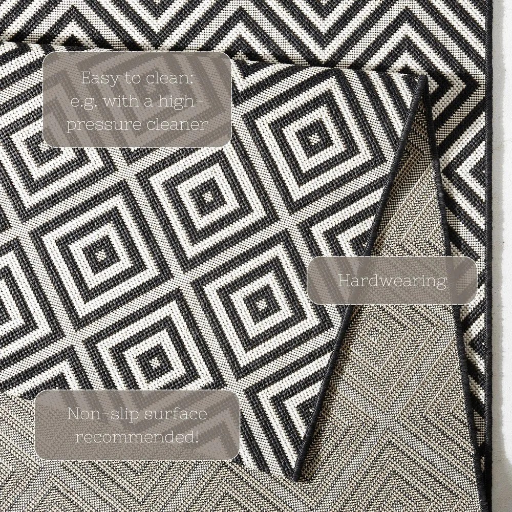 Черно-бял килим на открито , 140 x 200 cm Karo - NORTHRUGS