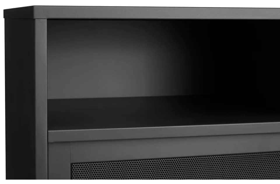 Черно метално шкафче с плъзгащи се врати 90x140x40 cm Veep – Unique Furniture