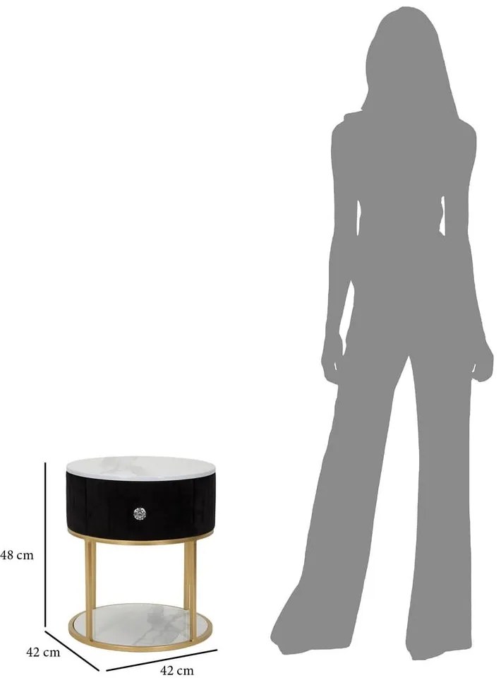 Нощно шкафче в черно и златно Montpellier - Mauro Ferretti