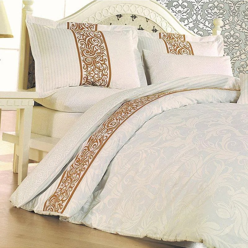 ЛУКСОЗНО СПАЛНО БЕЛЬО ОТ 100% ПАМУЧЕН САТЕН "АНЖЕЛИКА"/BAHAR TEXTILE/