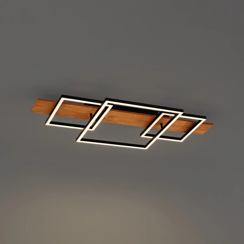 Дизайнерска таванна лампа черна квадратна с LED 3-степенно димиране 3-светлини - Nimue