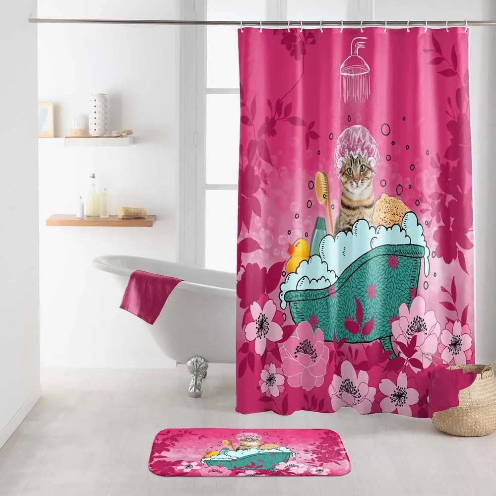 Розов килим за баня 45x75 cm Chatibulle – douceur d'intérieur