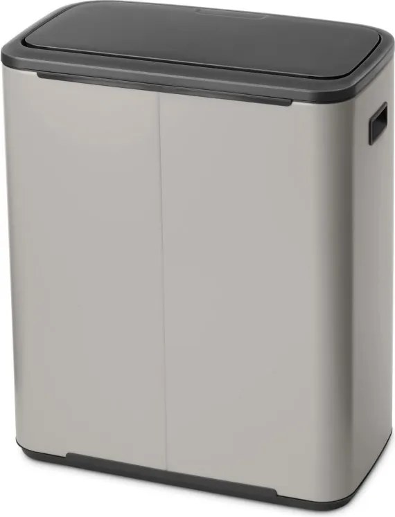 Кош за боклук Brabantia Bo Touch 1010455, 60 л, Плавно и безшумно отваряне, Голям отвор, Светлосив