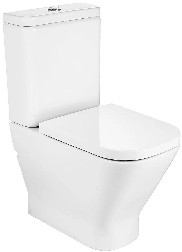 Тоалетна чиния за моноблок, Roca, A34273700H SQUARE, двойно оттичане, Compact, Rimless, 36.5x60x79см