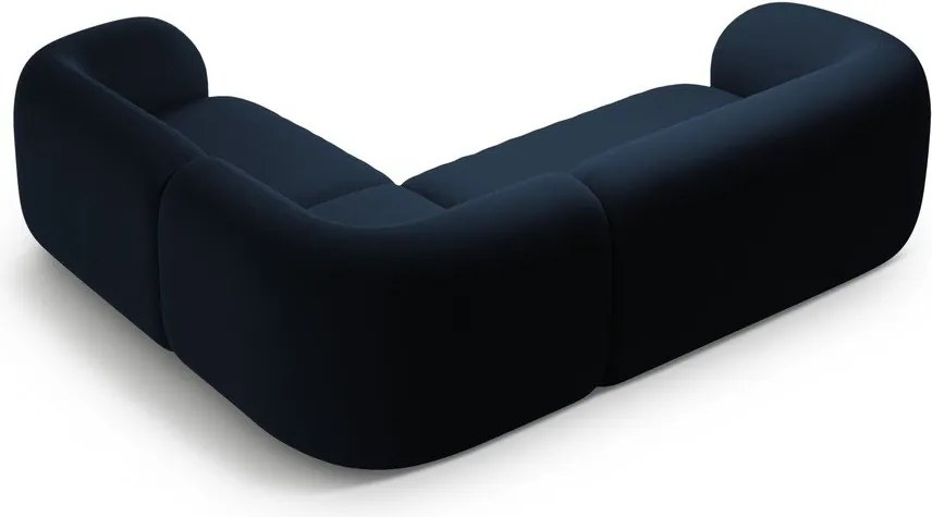 Син кадифен ъглов диван (десен ъгъл/L форма) Kate – Micadoni