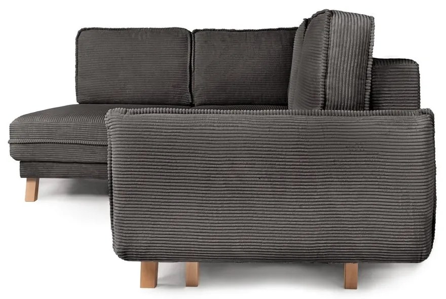 Сив сгъваем ъглов диван от рипсено кадифе (ляв ъгъл) Tori – Bonami Selection