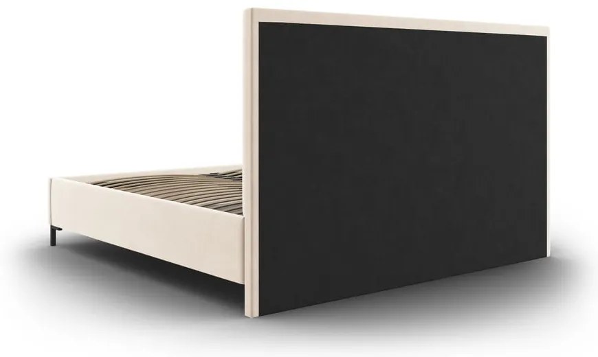 Бежово тапицирано двойно легло с място за съхранение с включена подматрачна рамка 140x200 cm Casey – Mazzini Beds