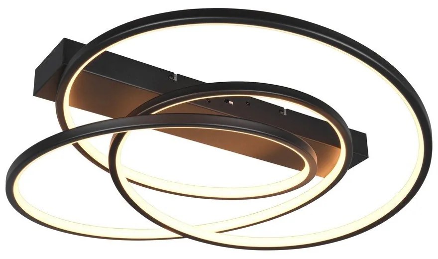 Черно LED затъмняващо се осветително тяло за таван 49x64 cm Darvin – Trio