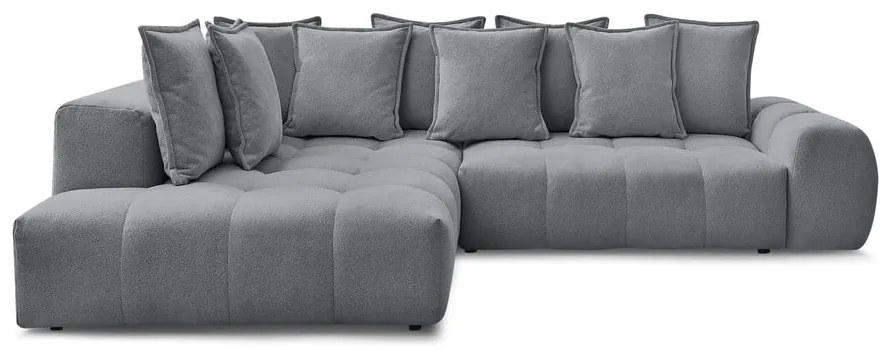 Тъмносив шенилов сгъваем/с място за съхранение ъглов диван (ляв ъгъл/L форма) Everest – Bobochic Paris