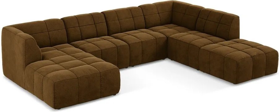 Кадифен ъглов диван в цвят горчица (U форма) Aloha – Makamii