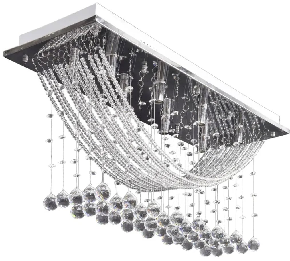241391 vidaXL Бял полилей с блестящи стъклени кристали, 8 x G9, 29 см