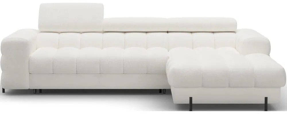 Кремав сгъваем/с място за съхранение ъглов диван от прежда с примки от букле (десен ъгъл) Felro – ELTAP