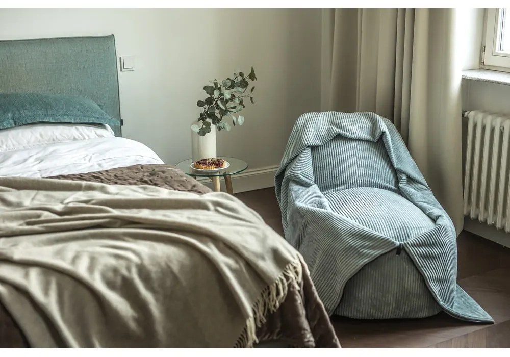 Лилав детски пуф от рипсено кадифе Cocoon 80 – SLOWDOWN