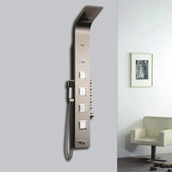 Хидромасажен душ панел ICSH 3079 "Елинор", сребърен, 165x20см