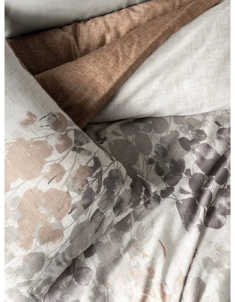 Сиво-бежово двойно удължено спално бельо от памучен сатен 240x220 cm Blatt – Mijolnir