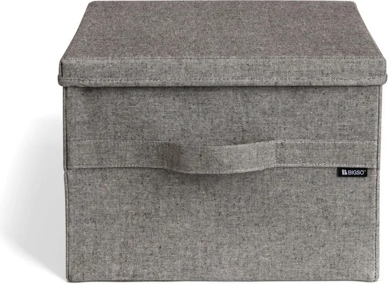 Сива текстилна кутия за съхранение с капак 36x46x25 cm Soft Storage Large – Bigso