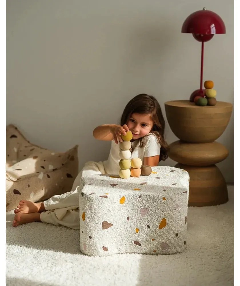 Бял детски пуф от букле и шенил Terrazzo Cloud – Wigiwama