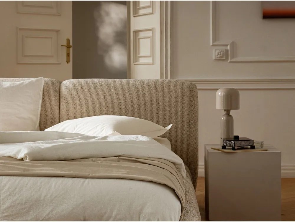 Тъмносиво двойно легло 180x200 cm тапицирано с място за съхранение с включена подматрачна рамка Solange – Micadoni