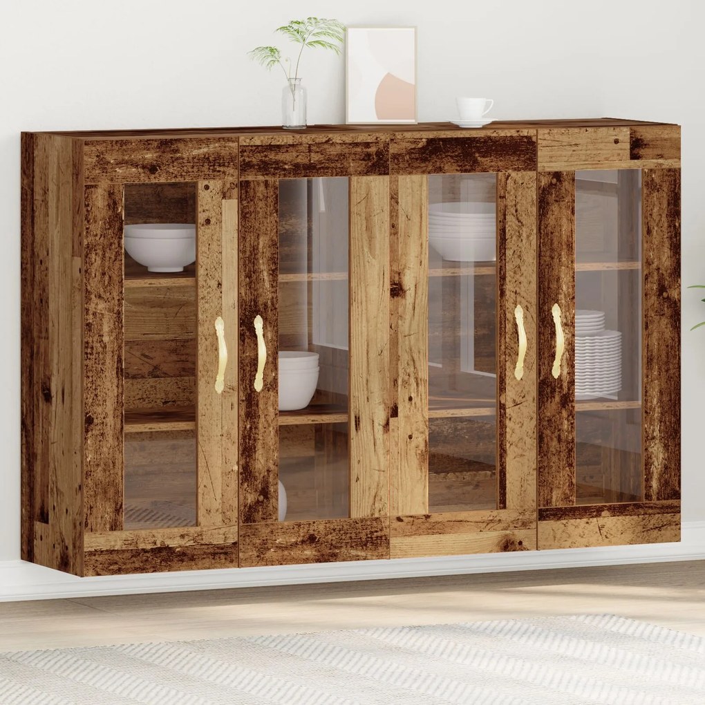 Sonata H Стенен шкаф Комплект от 2 Кафяв Масивно дърво 139 x 34 x 90 см