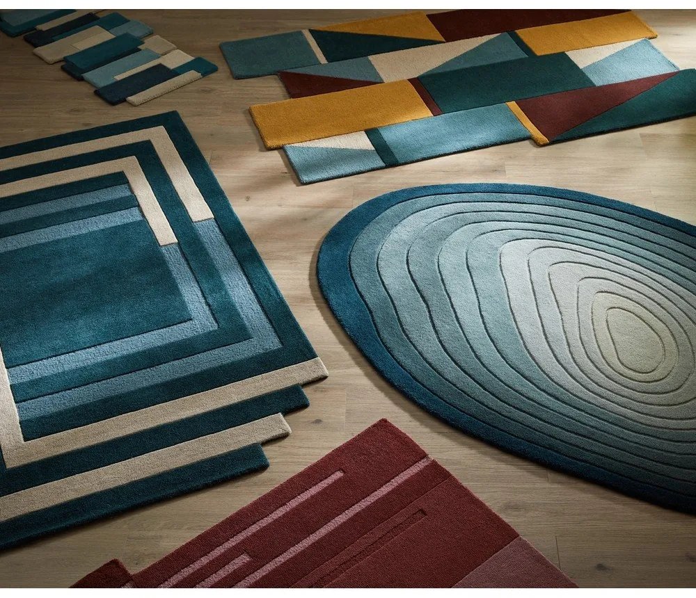 Син вълнен килим 200x290 cm Puddle Ombre Wool – Flair Rugs