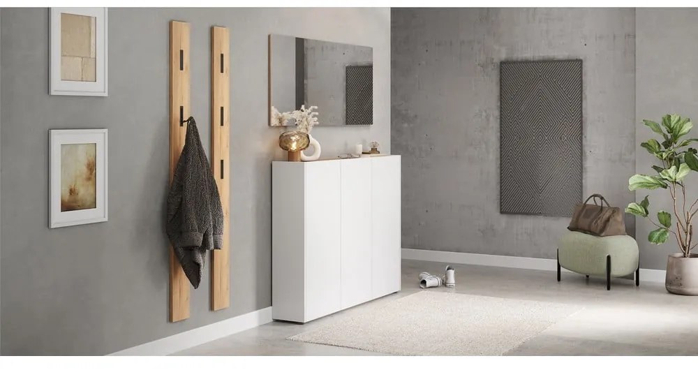 Бяла стойка за обувки от декор от дъб 138x105x25 cm Libbiano – Germania