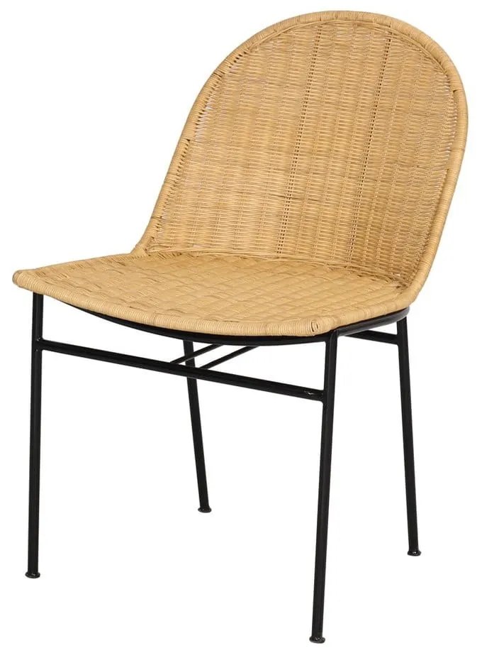 Комплект от 4 ратанови стола за хранене Sofia и черна маса Marienlis - Bonami Essentials