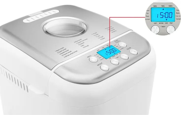 Втора ръка: Хлебопекарна Crown CBM-6511, 600W, 1l, 19 програми, Таймер, LCD дисплей, Памет, Бял