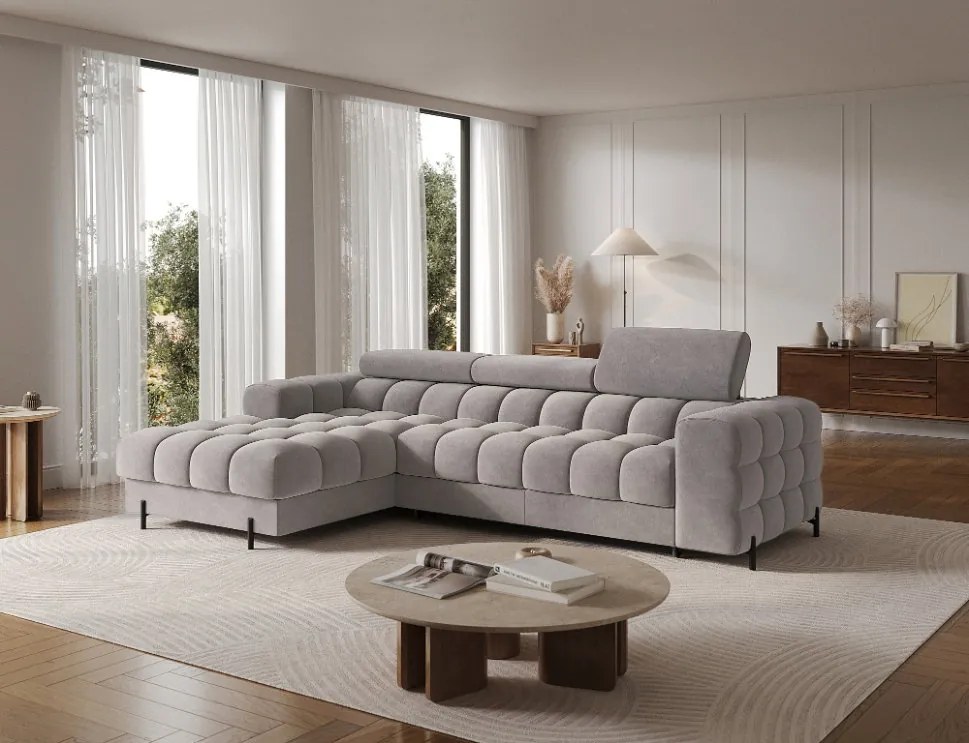 Ъглов диван Freyia-Сив-Ляв