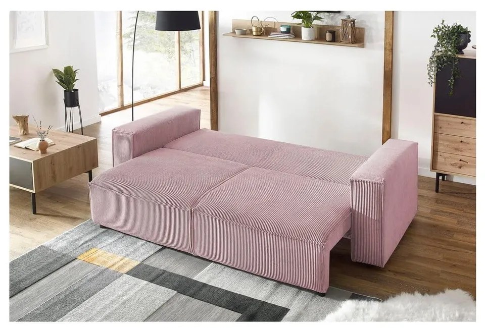Светлорозов диван от велур 245 cm Nihad - Bobochic Paris