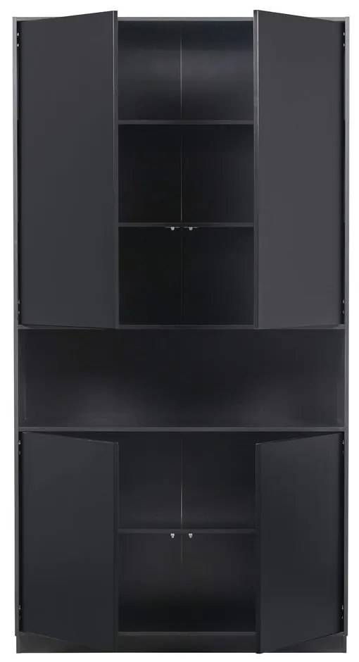 Черна модулна библиотека от масивен бор 190x210 cm Finca – WOOOD