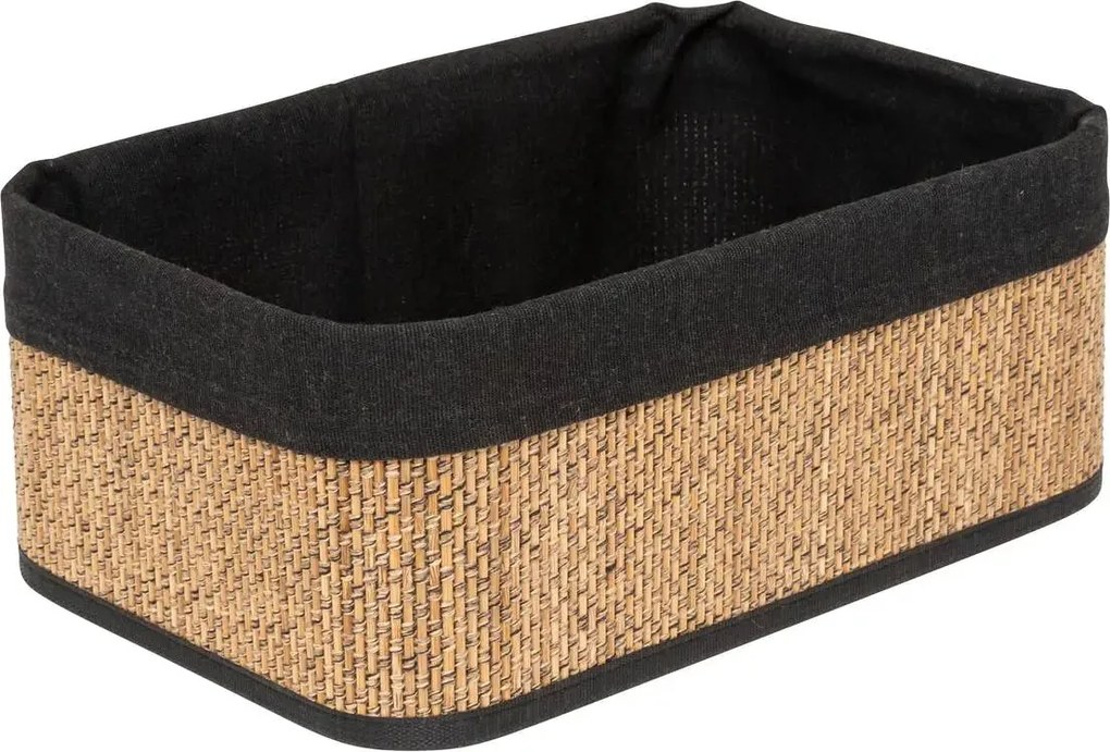 Комплект от 3 коша за съхранение 5five, Бамбук и плат, Черни