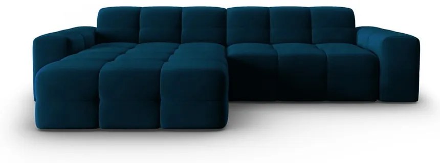 Тъмносин ъглов диван от кадифе (ляв ъгъл) Kendal - Micadoni Home