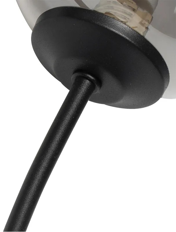 Модерна стенна лампа черна 2-лампова с димно стъкло - Атина