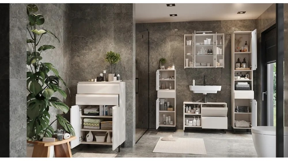 Кремав висок шкаф за баня 34x190 cm Salinas – Germania