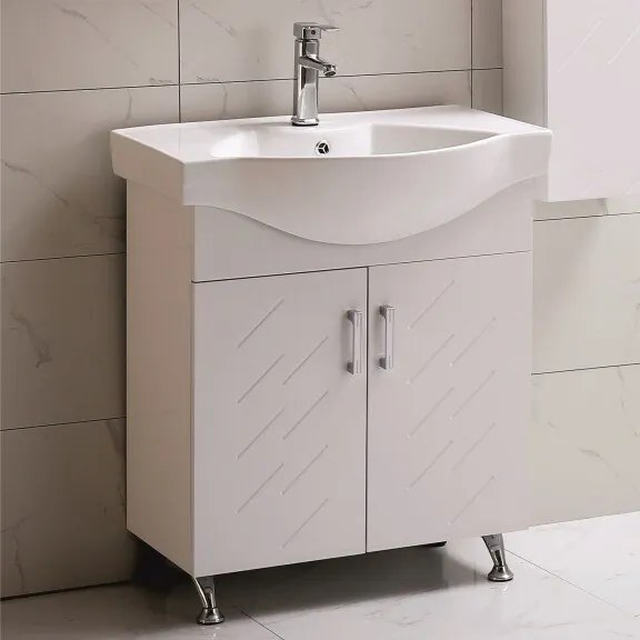 Долен шкаф за баня ICP 7049, PVC, бял, с умивалник, 71x47x85см