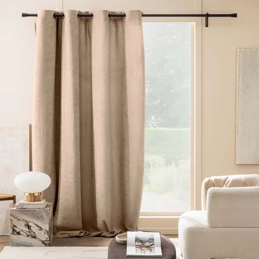 Светлокафяво перде от букле 140x260 cm Winona – douceur d'intérieur