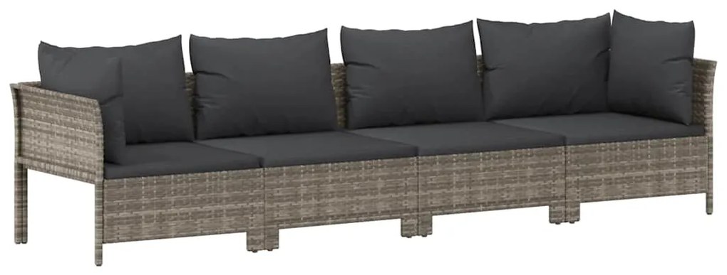 362689 vidaXL Градински комплект с възглавници, 4 части, сив, полиратан