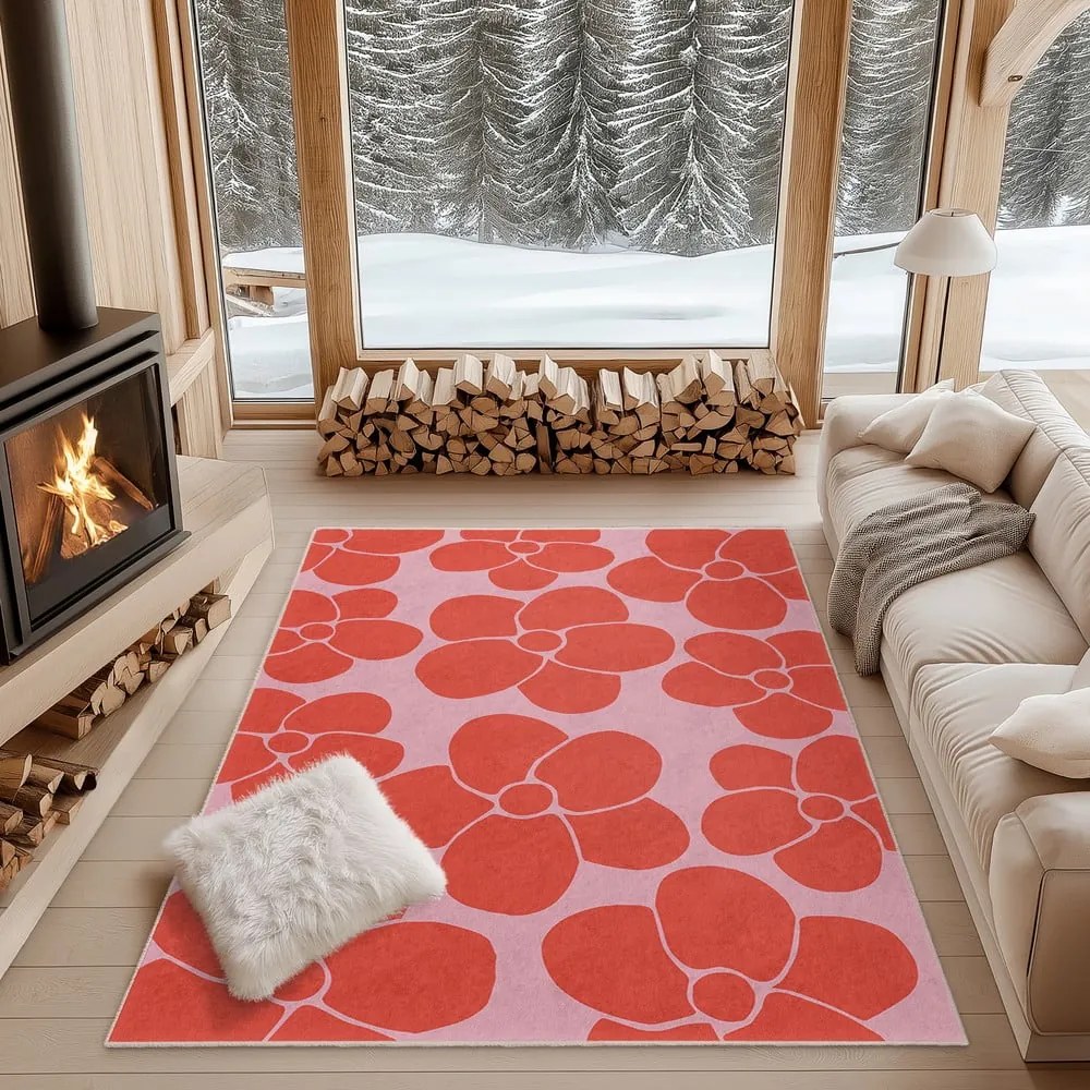 Червено-розов килим подходящ за пране 160x230 cm Poppy Fields – Mila Home