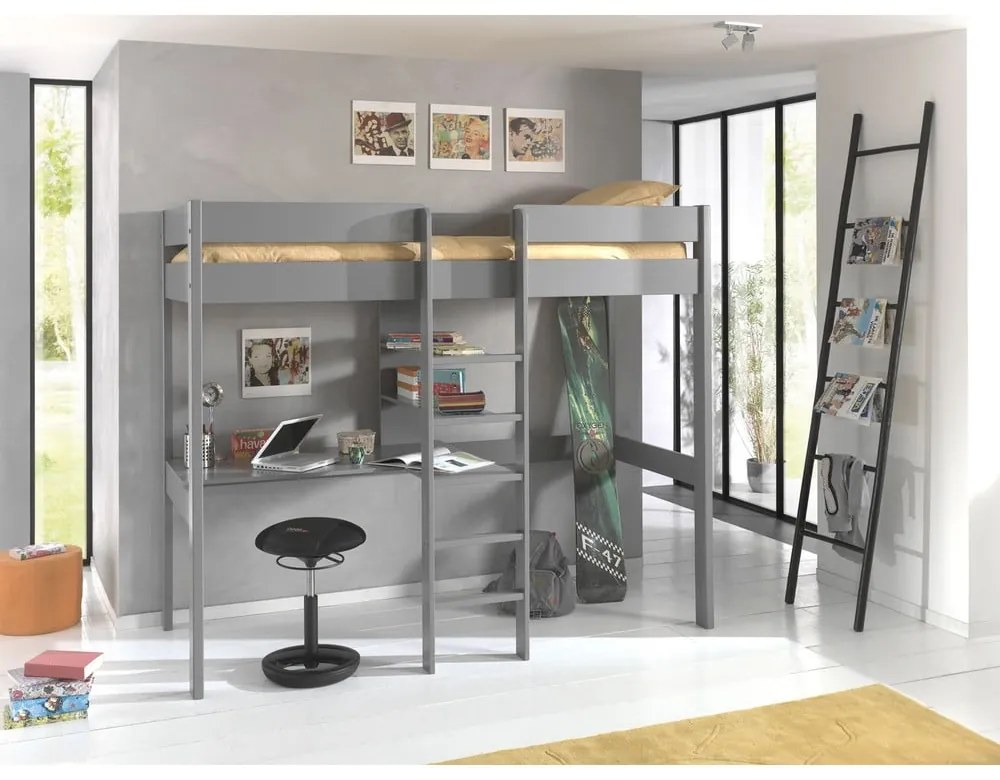 Сиво повдигнато детско легло 90x200 cm Pino - Vipack