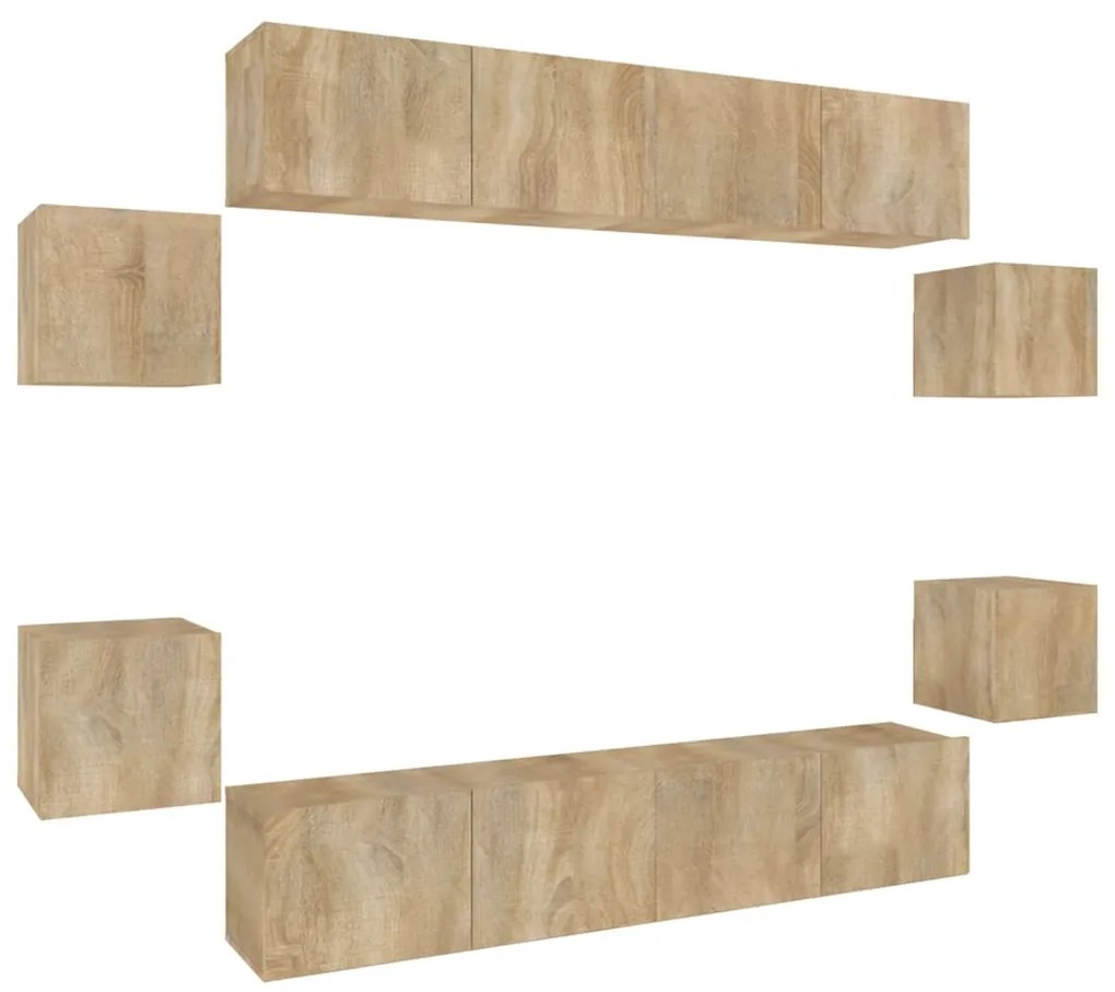 3114216 vidaXL Комплект ТВ шкафове от 8 части, сонома дъб, инженерно дърво