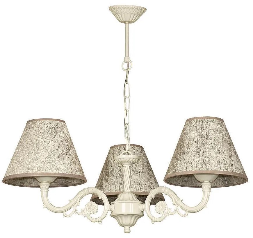 Полилей МОНРО, крем, абажури Сарай Бронз, 3xE27