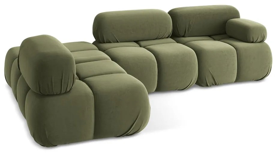 Светлозелен кадифен модулен ъглов диван (ляв ъгъл) Lokua – Makamii